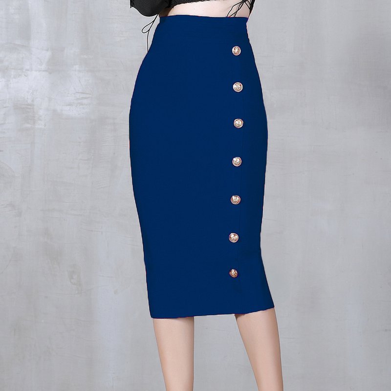 Colorful Button Front Pencil Skirts H217