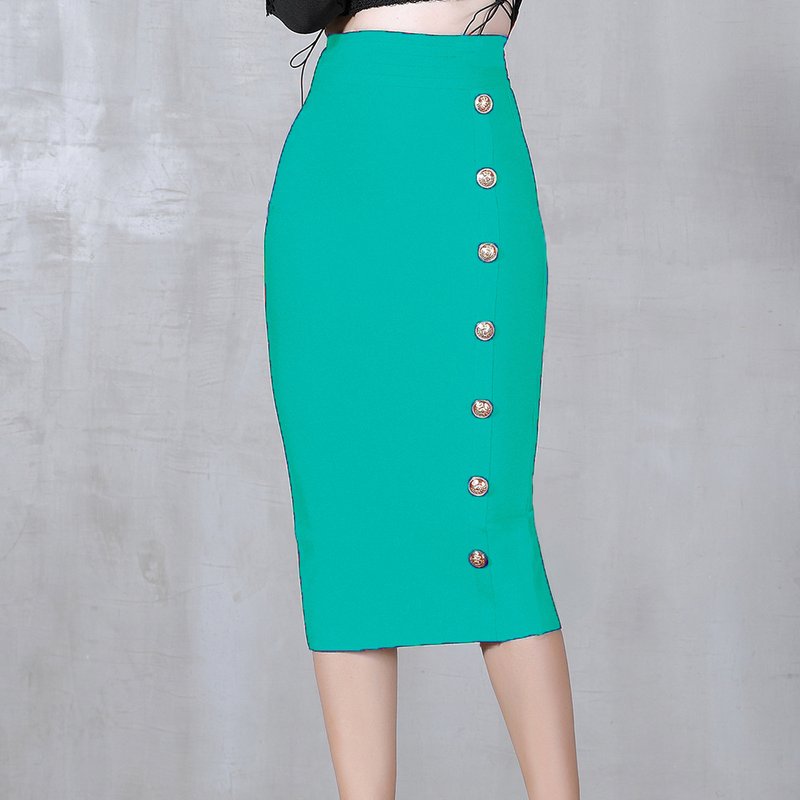 Colorful Button Front Pencil Skirts H217