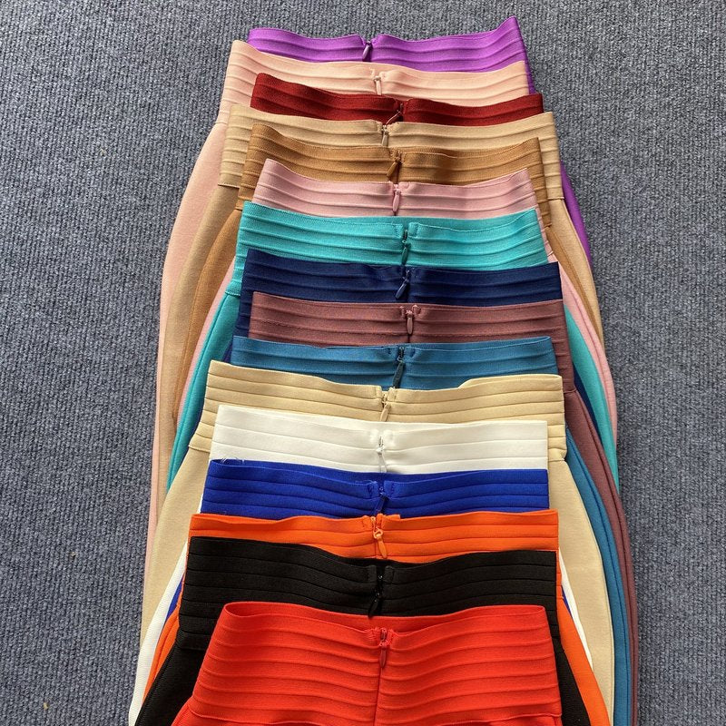 Colorful Button Front Pencil Skirts H217