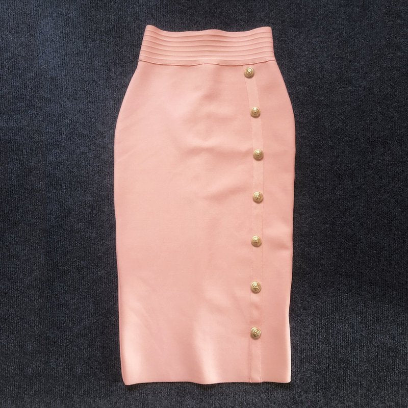 Colorful Button Front Pencil Skirts H217