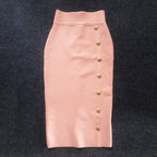 Colorful Button Front Pencil Skirts H217