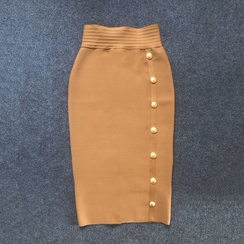 Colorful Button Front Pencil Skirts H217