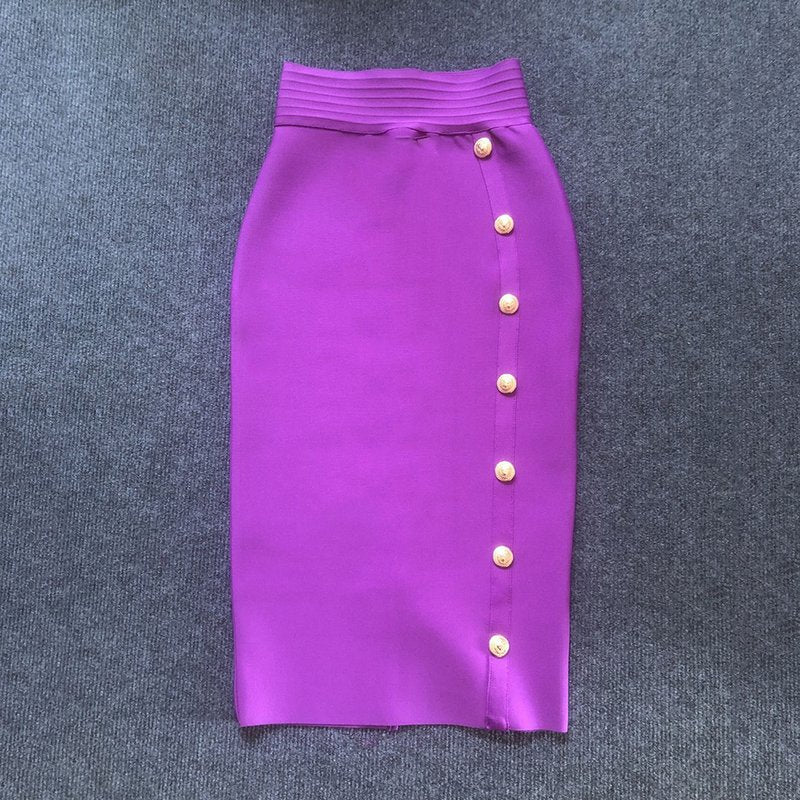 Colorful Button Front Pencil Skirts H217