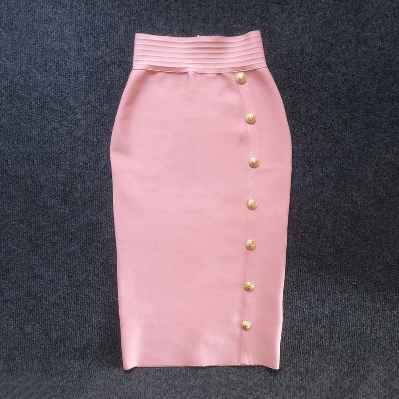Colorful Button Front Pencil Skirts H217