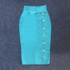 Colorful Button Front Pencil Skirts H217