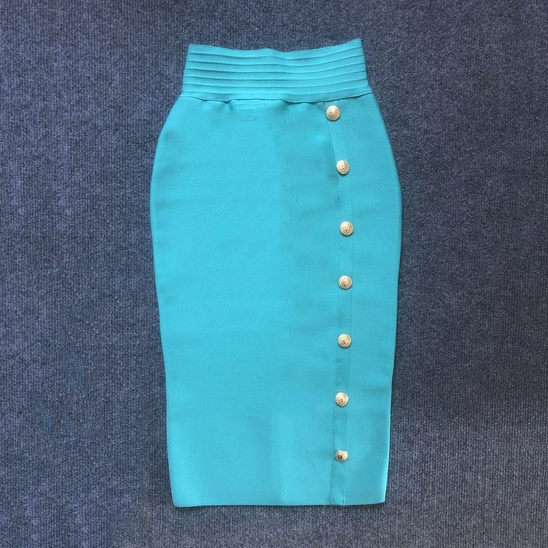 Colorful Button Front Pencil Skirts H217
