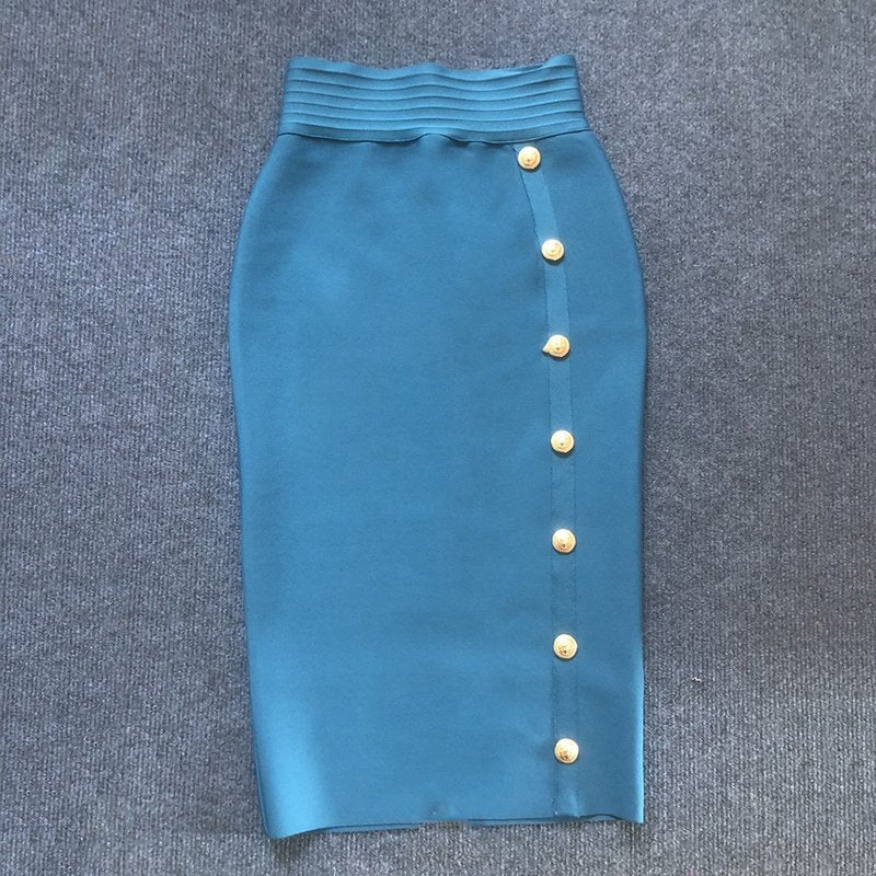 Colorful Button Front Pencil Skirts H217