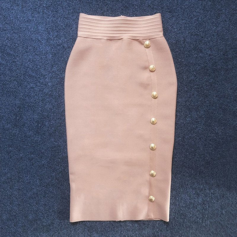 Colorful Button Front Pencil Skirts H217