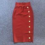 Colorful Button Front Pencil Skirts H217