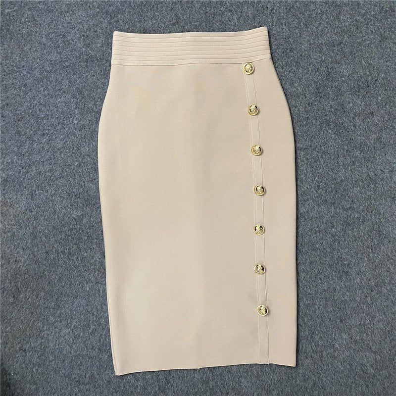 Colorful Button Front Pencil Skirts H217