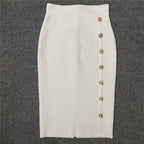 Colorful Button Front Pencil Skirts H217