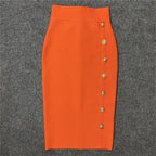 Colorful Button Front Pencil Skirts H217