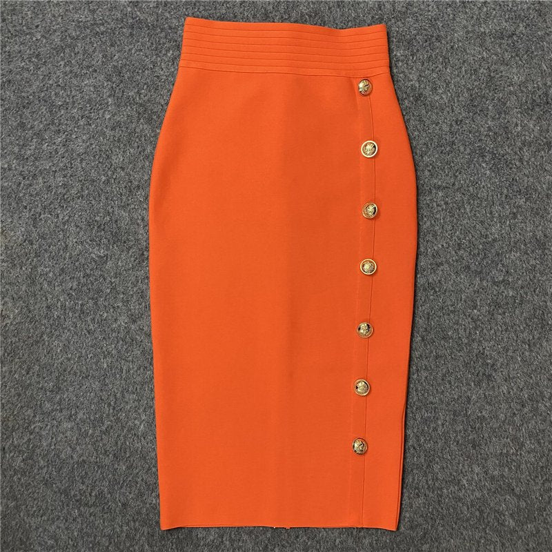 Colorful Button Front Pencil Skirts H217