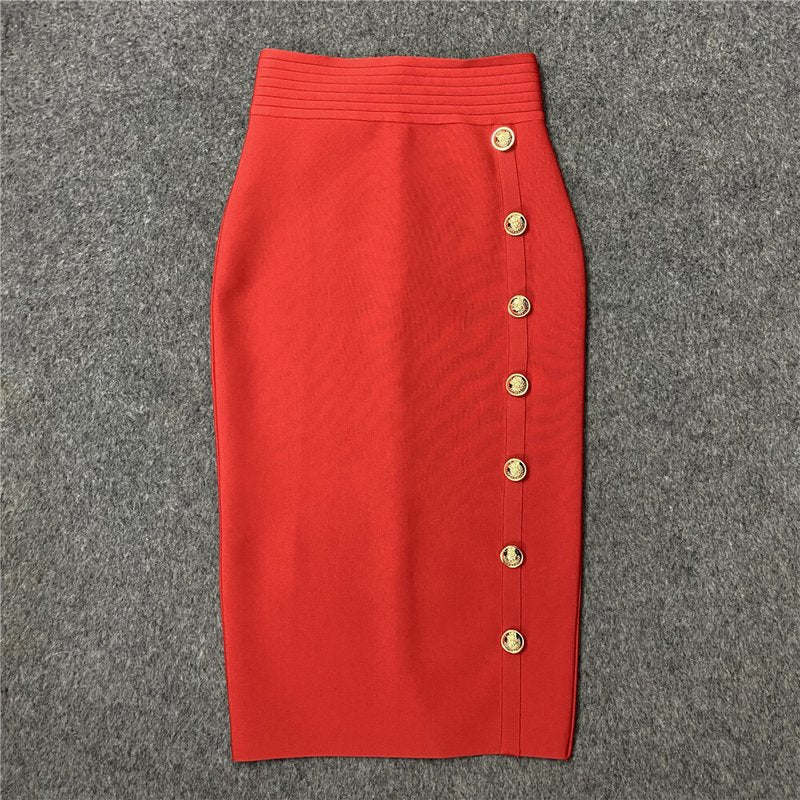 Colorful Button Front Pencil Skirts H217
