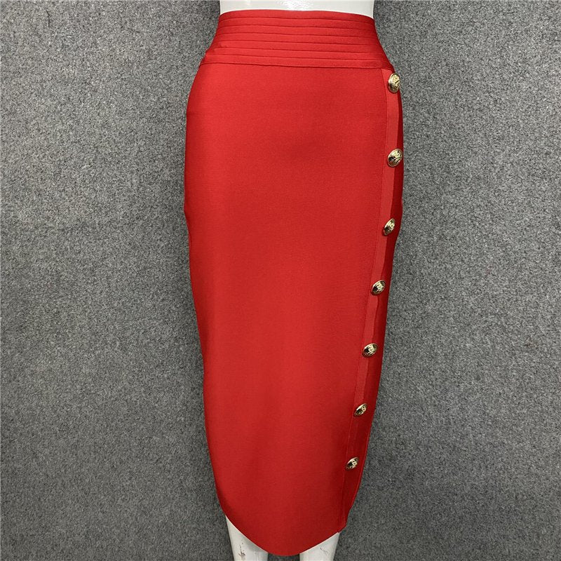 Colorful Button Front Pencil Skirts H217