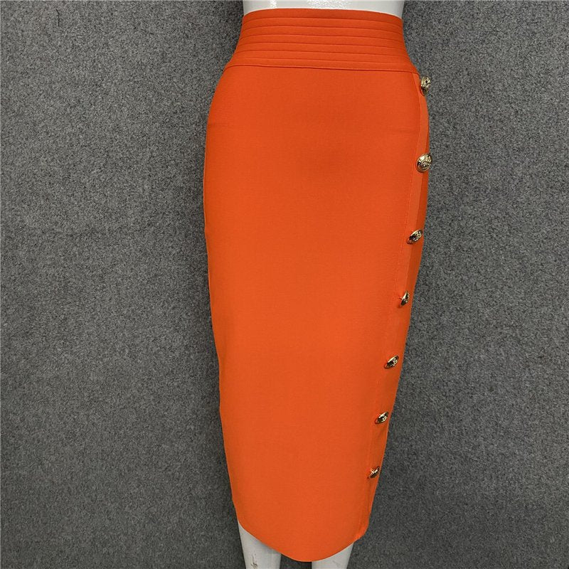 Colorful Button Front Pencil Skirts H217