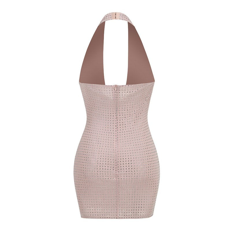 Cowl Neck Beaded Mini Dress H6259