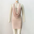Cowl Neck Beaded Mini Dress H6385