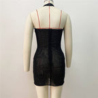 Cowl Neck Beaded Mini Dress H6385