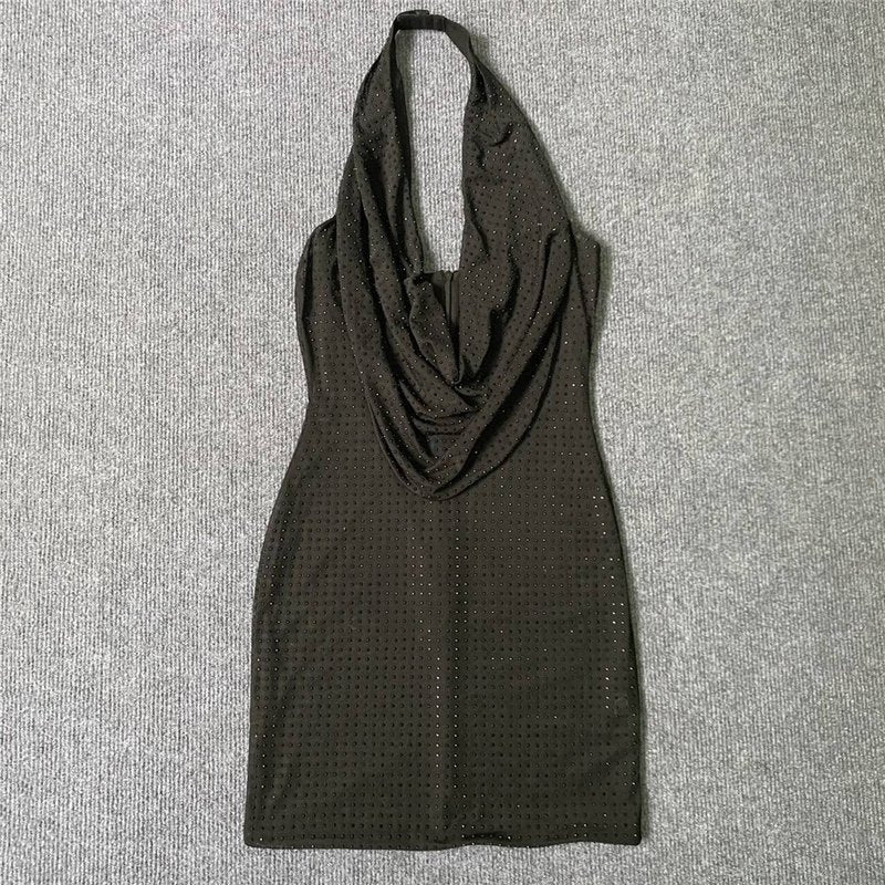 Cowl Neck Beaded Mini Dress H6385