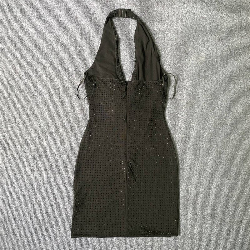 Cowl Neck Beaded Mini Dress H6385