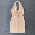 Cowl Neck Beaded Mini Dress H6385