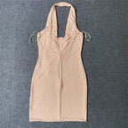 Cowl Neck Beaded Mini Dress H6385