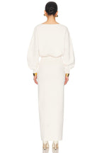 Cream High-Waisted Puff Sleeve Dress H6887