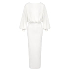 Cream High-Waisted Puff Sleeve Dress H6887