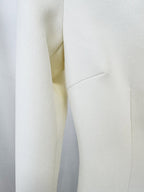 Cream Long Sleeve Beaded V-Neck Gown H6778