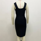 Cross Strap Crystal Cutout Bandage Dress H6319