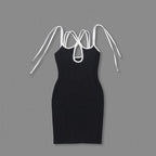 Cross-Strap Cutout Black Bandage Dress H6839
