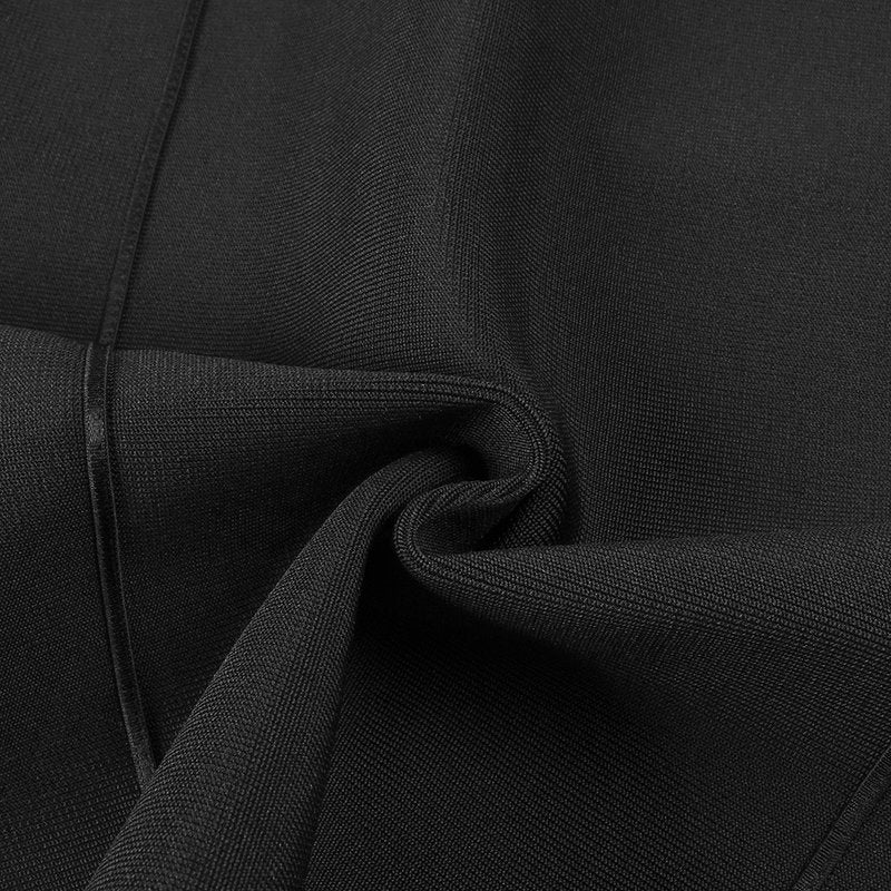 Cross-Strap Cutout Black Bandage Dress H6839