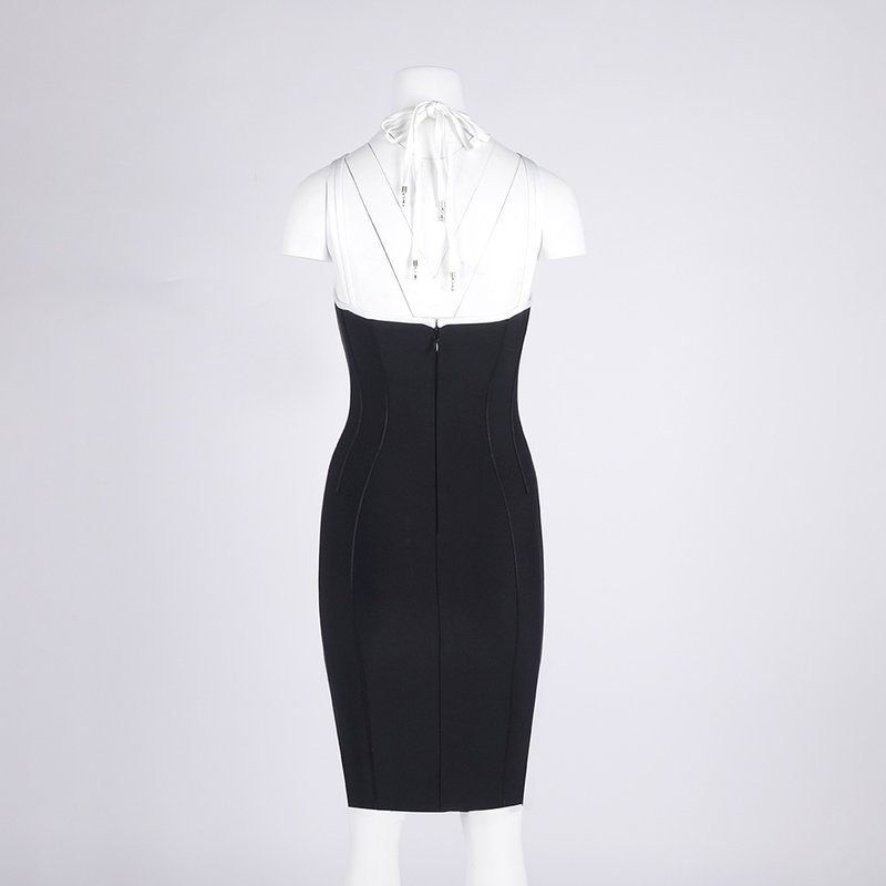 Cross-Strap Cutout Black Bandage Dress H6839