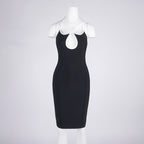 Cross-Strap Cutout Black Bandage Dress H6839