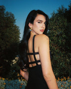 Cross-Strap Cutout Black Maxi Dress H6040