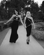 Cross-Strap Cutout Black Maxi Dress H6040