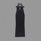 Cross-Strap Cutout Black Maxi Dress H6040
