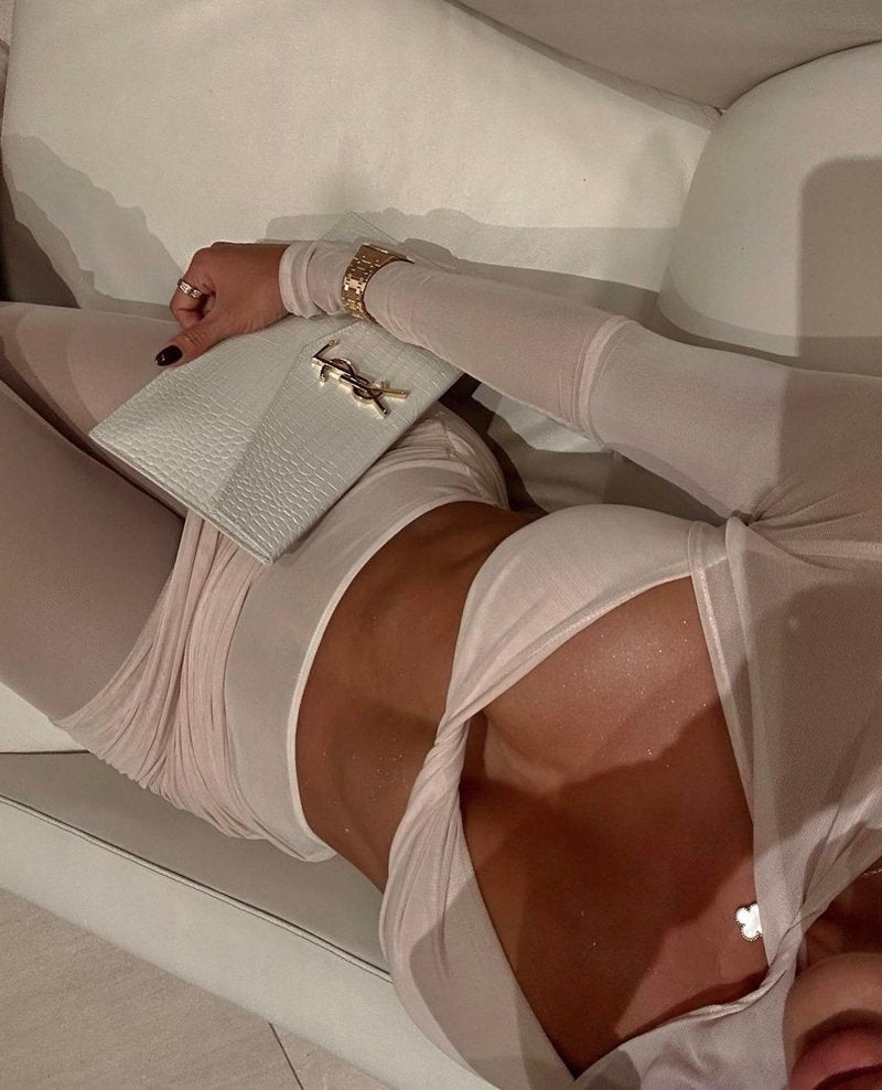 Cross-Strap Cutout Bodysuit Set H6191