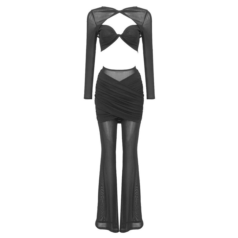 Cross-Strap Cutout Bodysuit Set H6191