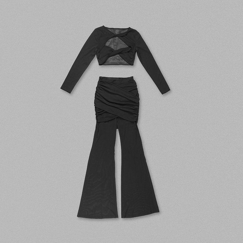 Cross-Strap Cutout Bodysuit Set H6191