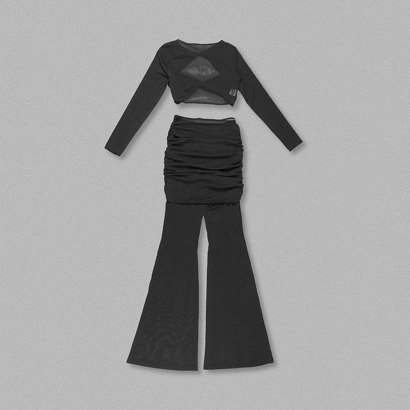 Cross-Strap Cutout Bodysuit Set H6191
