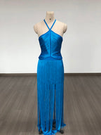 Cross-Strap Fringe Maxi Dress H6372