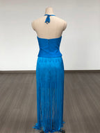 Cross-Strap Fringe Maxi Dress H6372