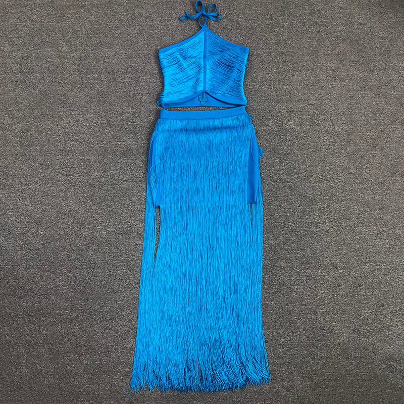 Cross-Strap Fringe Maxi Dress H6372