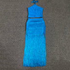 Cross-Strap Fringe Maxi Dress H6372