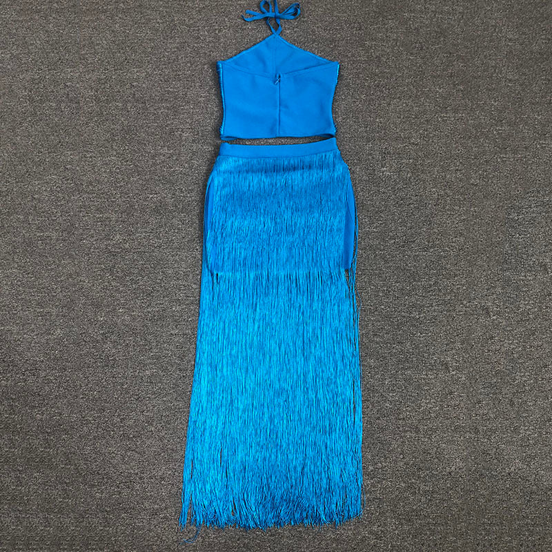 Cross-Strap Fringe Maxi Dress H6372