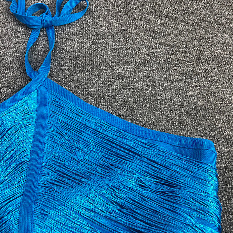 Cross-Strap Fringe Maxi Dress H6372