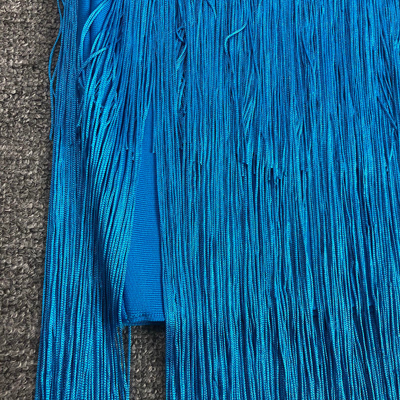 Cross-Strap Fringe Maxi Dress H6372