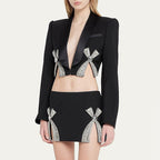 Crystal Bow Cutout Blazer Set H5946